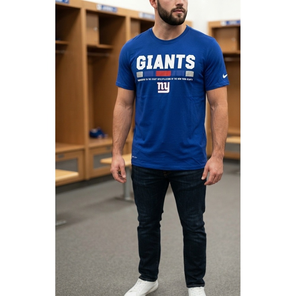 Nike NFL Training New York Giants Dri-FIT T-Shirt Blue Mens Small S